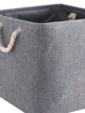 Fabric Cube Storage Organizer Box Collapsible (Gray)